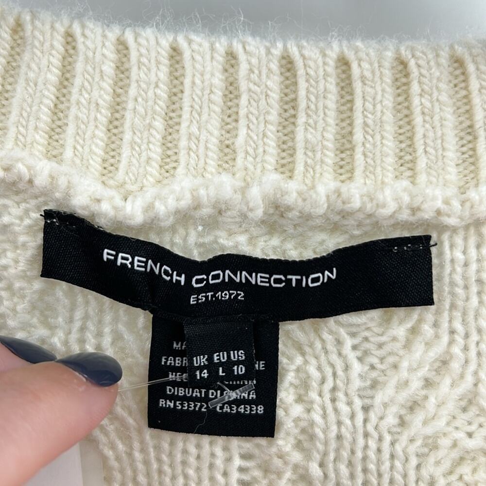 French Connection Women's Cable Knit Heavyweight Sweater - Cream - 10 - NWT - Picture 3 of 6